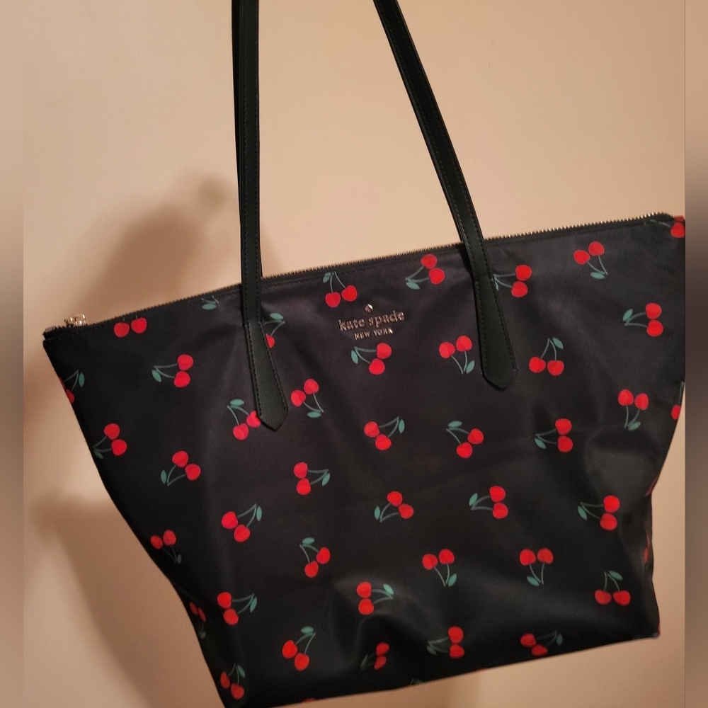 Kate Spade Black Tote with Red Cherry Print